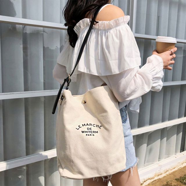 넓은 수납 캐주얼 디자인 가죽 스트랩 데일리 에코백