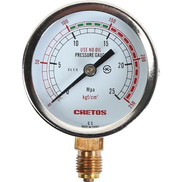 CRETOS 용단기 압력계 60x250K 1EA - 고압 측정용 산업 압력계