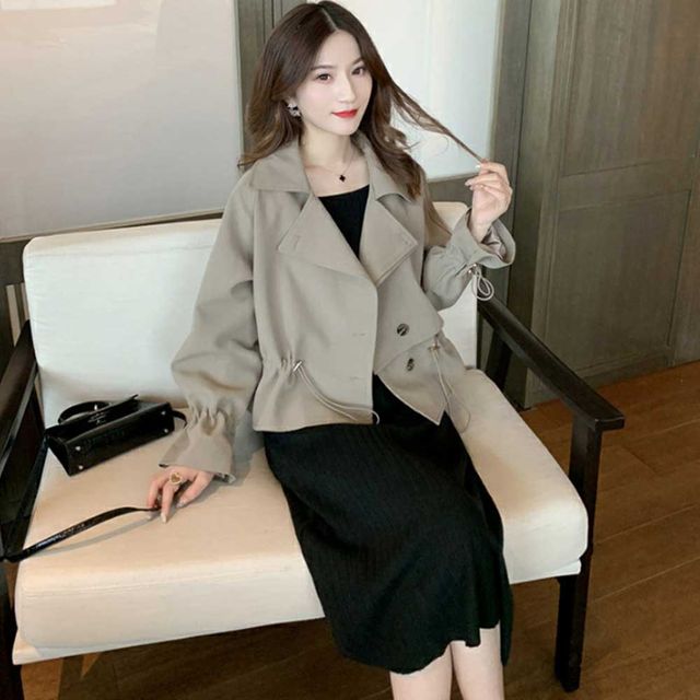 여자 봄트렌치 코트 숏자켓 캐주얼 데일리 스타일