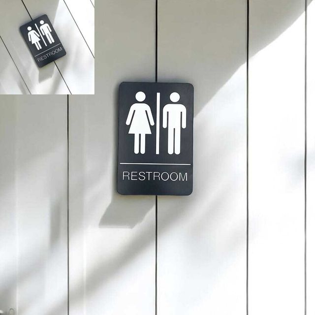 남여 공용 화장실 표지판 안내판 화장실표시판 출입문표지 벽부착형구분판 실내용문구 위생시설안내