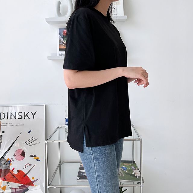 여성 레이어드티 무지 라운드긴팔, 칸트 베이직 티셔츠