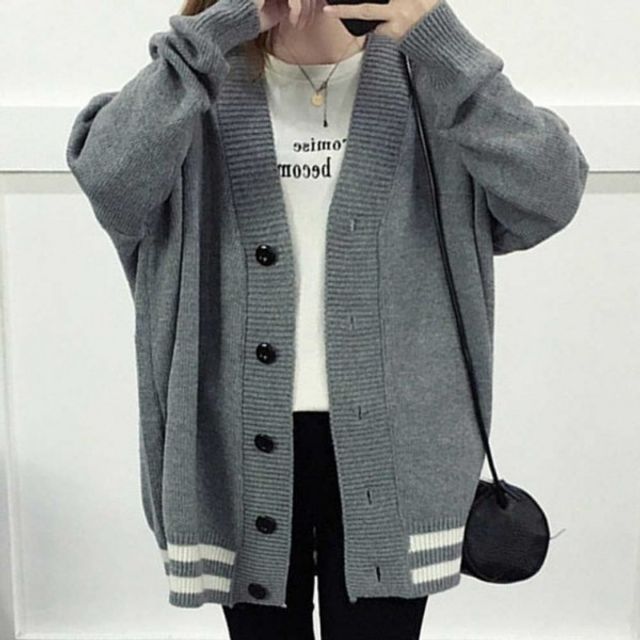 오버핏 스타일 가을 라인 롱가디건 봄가을데이트룩 나