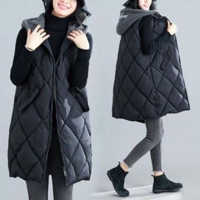 후드스웨트 울소재 F/W 데일리룩 롱패딩 패딩 보온퀼팅 슬리브리스탑 후 양털후드패딩조끼빅사이즈패딩조끼
