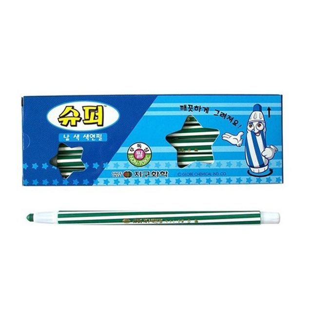 채점색연필 진한 초록 색칠공부 미술 선물 12자루