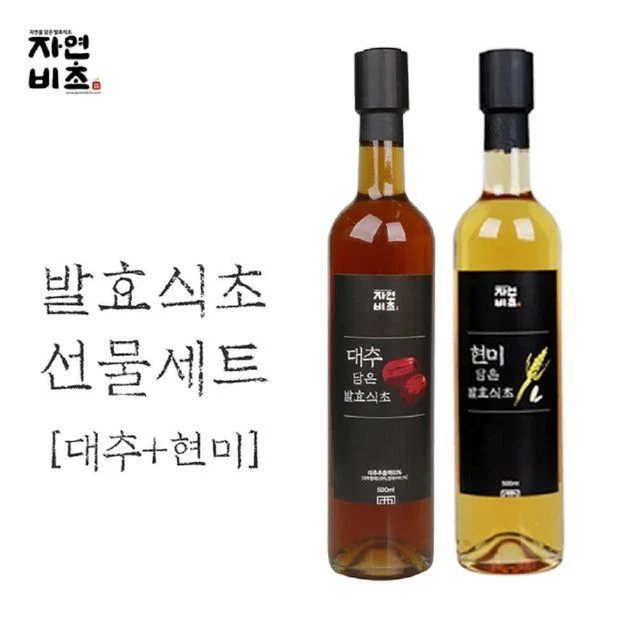 자연비초 식초선물세트 - 현미식초 500ml + 대추식초 500ml 건강 발효 세트