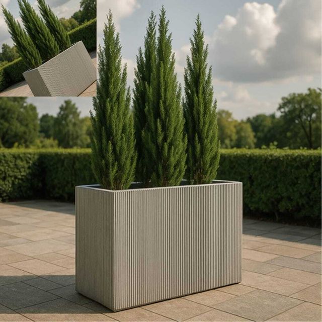 경량 시멘트 세로줄 직사각 화분 70x40x57cm 대형화분 콘크리트사각 플랜터 내외부조경