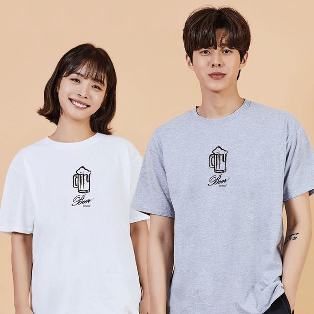 키밍 맥주 민소매 티셔츠 커스텀 반팔티 여자 여름 기본템