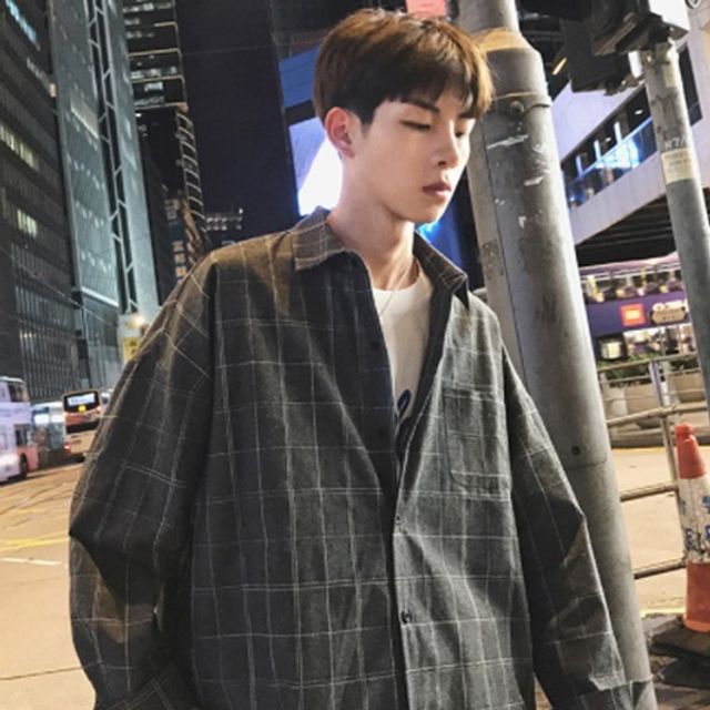 체크셔츠 남성셔츠 데일리옷 얼룩무늬셔츠 오버핏