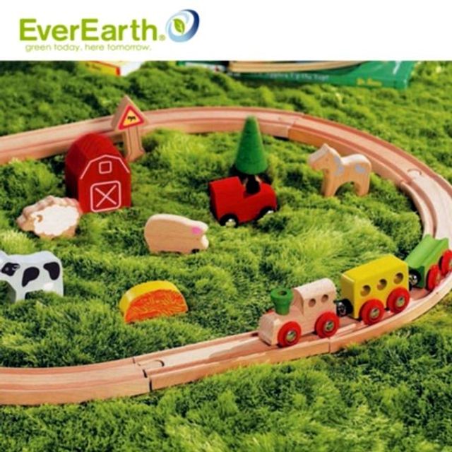 25P EverEarth 기차세트 에버어쓰 33590 농장 원목 원