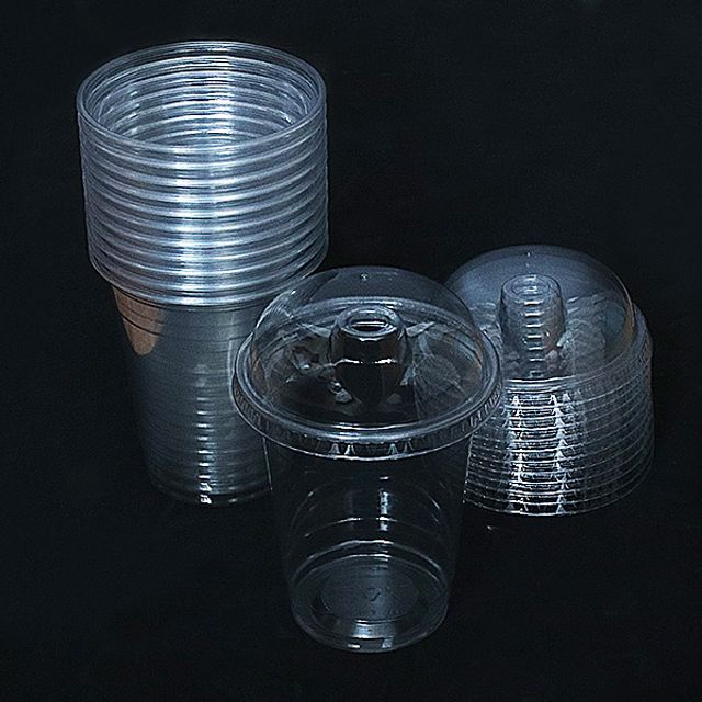 혜명몰 빨대없이 사용하는 테이크아웃컵세트 350ml 12SET 카페컵 플라스틱커피컵 일회용투명컵 테이크아웃