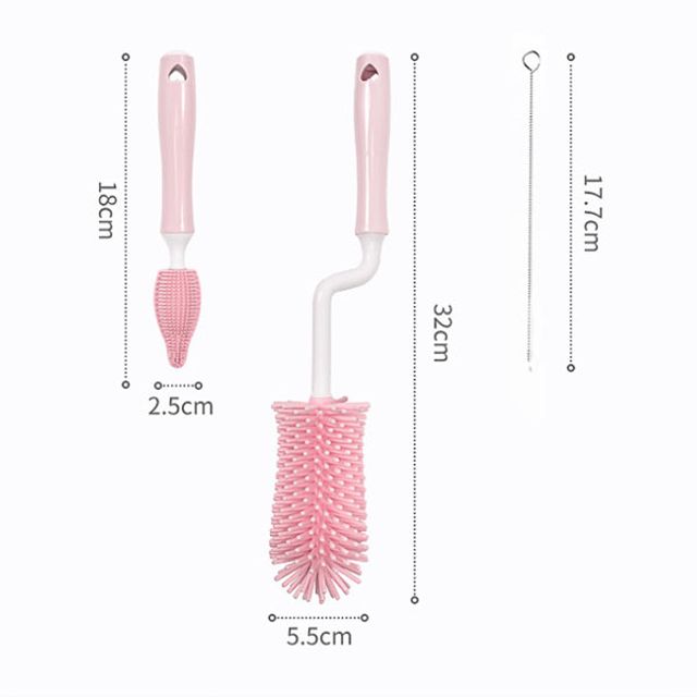 실리콘 2종세트 색상랜덤 회전 젖병솔