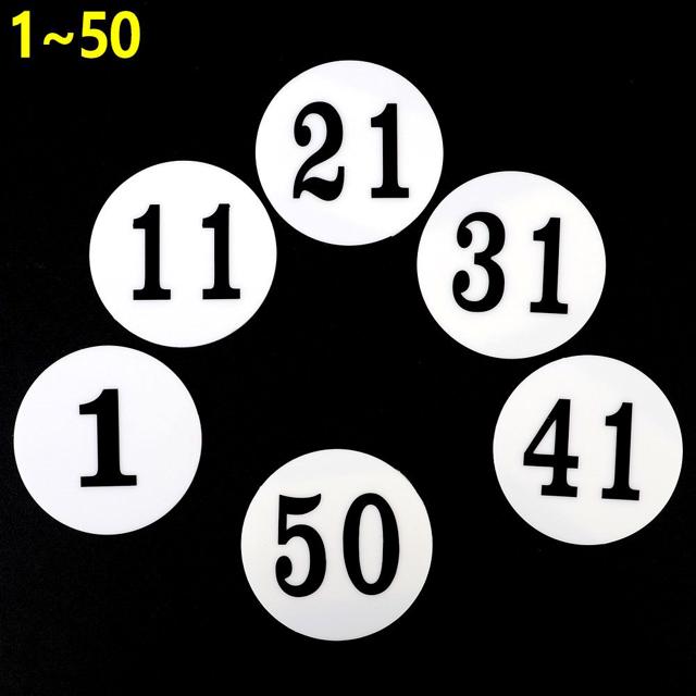 원형 아크릴 숫자 번호판 (1~50번) 60X60mm 낱개 5개