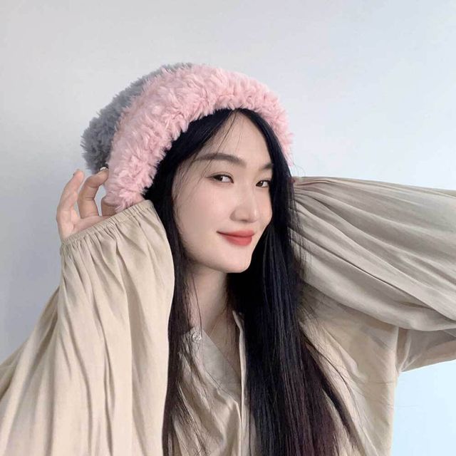 포근포근 비니 그레이 플리스 패션 겨울 여성