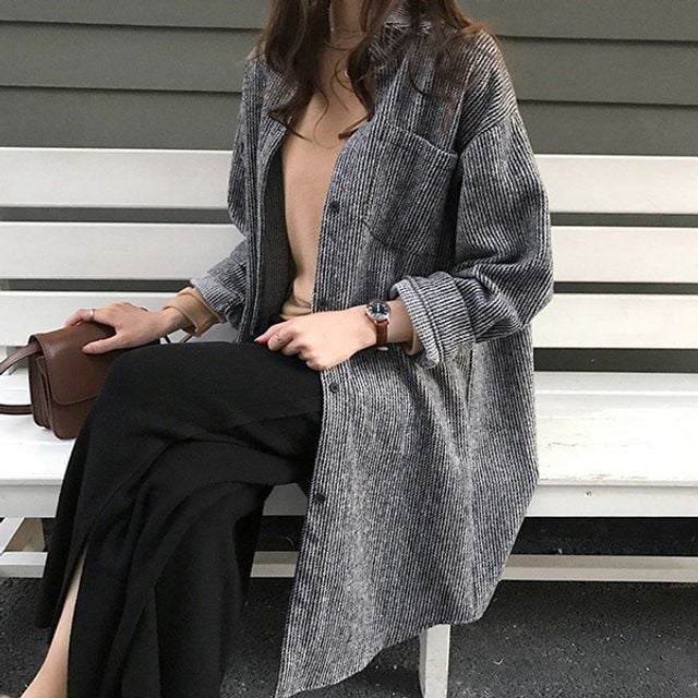 캐주얼한 패션 스트라이프 니트가디건