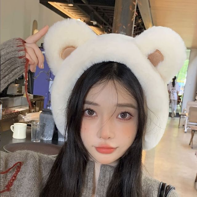 곰돌이 방한 이어머프 귀도리 겨울 머리띠 털 귀마개