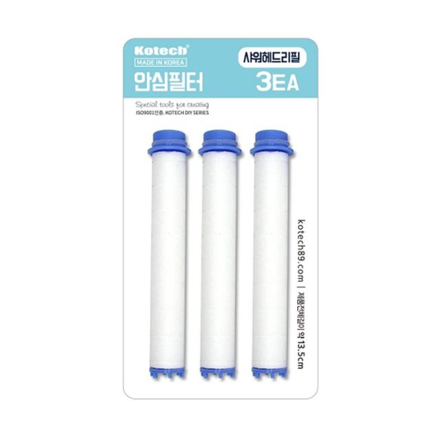 코텍 안심필터 샤워헤드 리필필터 3개입 W-0942