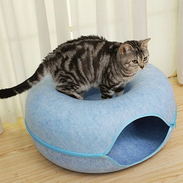 고양이 터널 숨숨집 60cm 블루, 반려동물 장난감