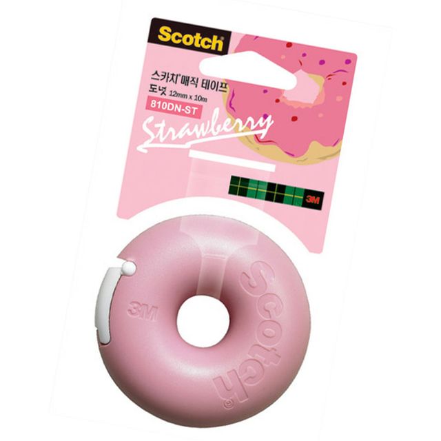 3M 매직테이프 도넛 딸기 12mmx10m 1P 접착 문구 사무