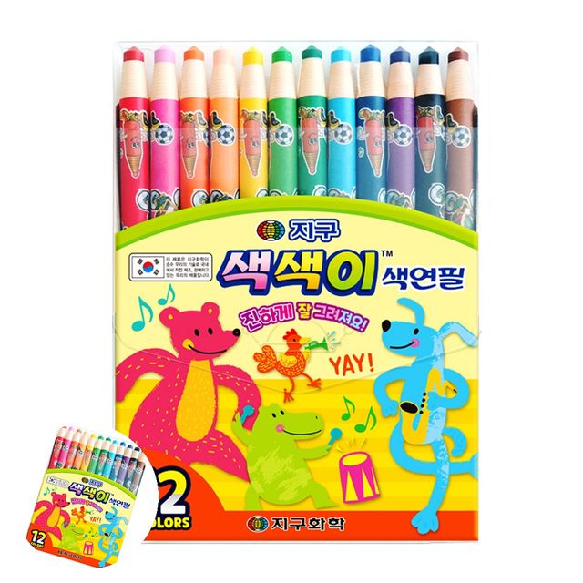 그림색연필 미술수업 색색이 색연필 12색 축지식