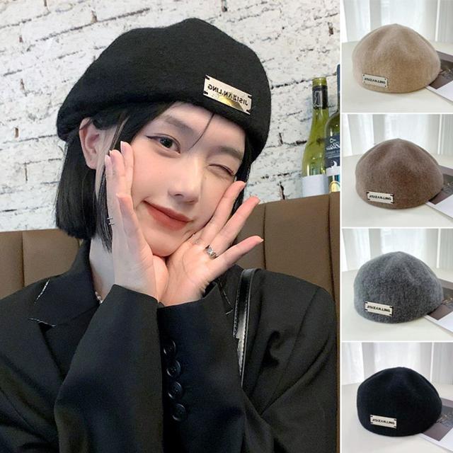 여성모자 가을겨울 카페 메탈라벨 3가지스타일 베레모