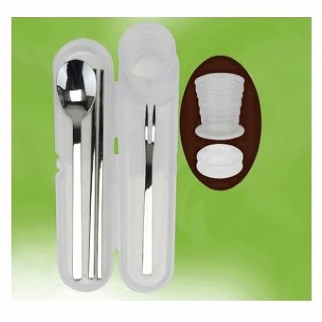 휴대용 수저세트 등산용, 캠핑 숟가락 젓가락 포크 물컵