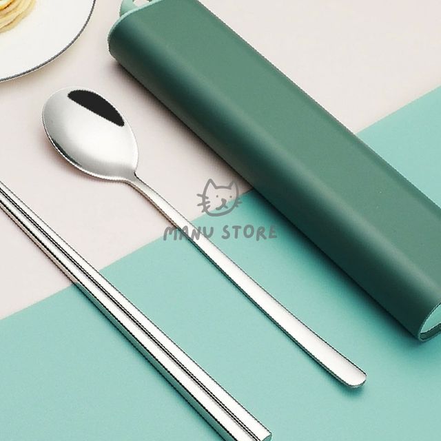 학생수저세트 스텐수저세트 휴대용 수저세트 그린 스텐