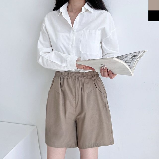 반바지 여자프렌치 린넨밴딩