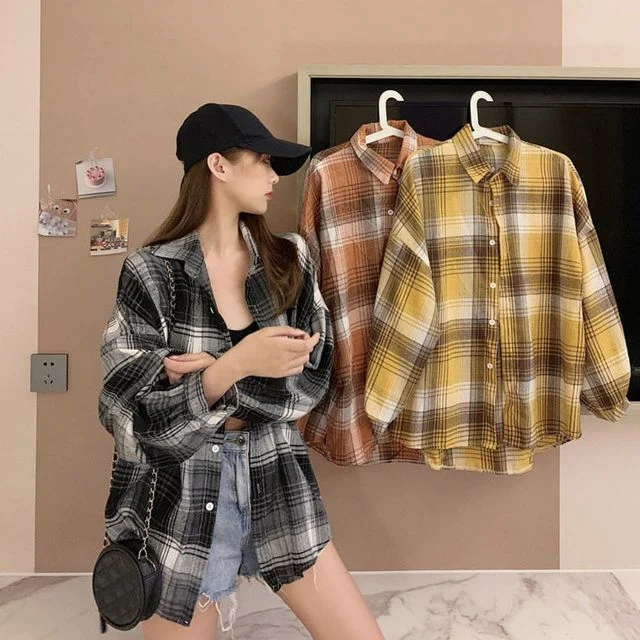 여성 8컬러 봄 가을 빈티지무드 체크남방 체크셔츠