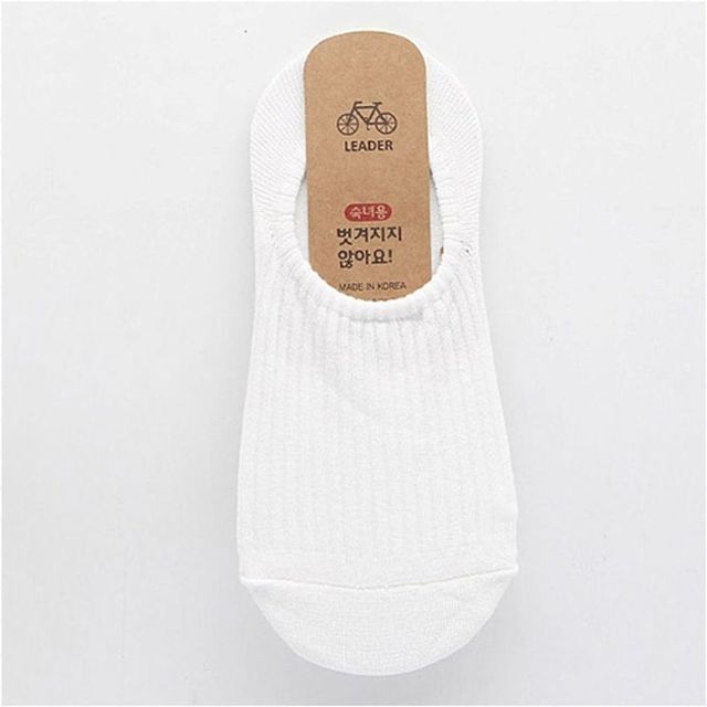 여자 기본 스타일 골지 페이크 데일리 삭스 흰색