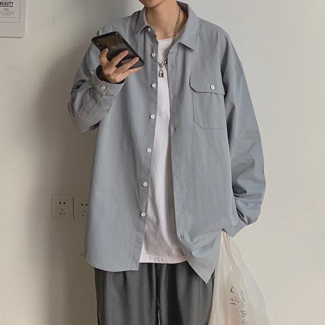 남자 여자 봄 가을 셔츠 캐주얼 원포켓 오버핏 남방