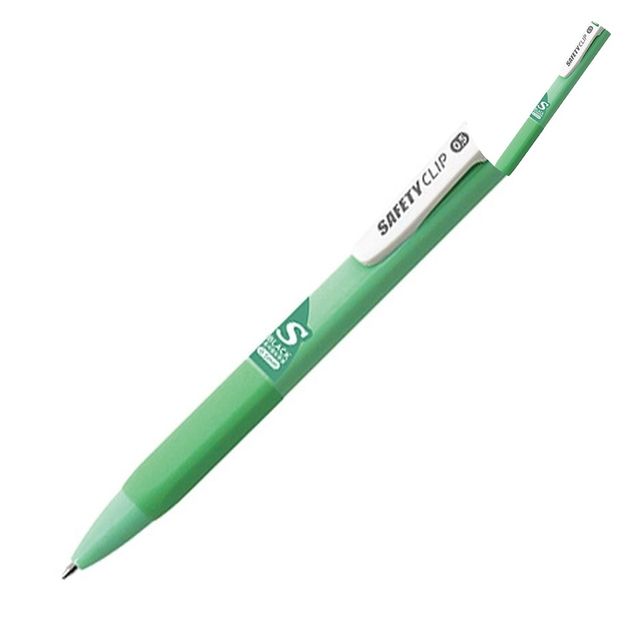 사무실 볼펜 0.5mm 노크식, 에메랄드그린 잉크
