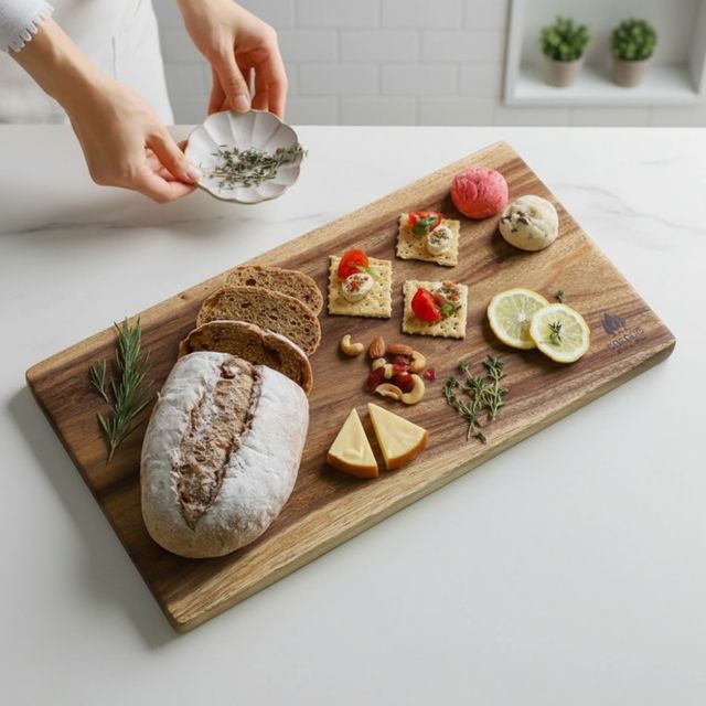 빈티지 원목 플레이팅 도마 중형 주방 인테리어