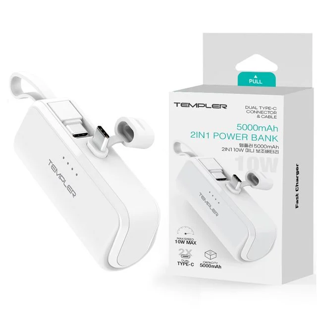 보조배터리 2in1 2A 10W 듀얼 C타입 도킹형 5000mAh 보조배터리 U-MBAT-5000