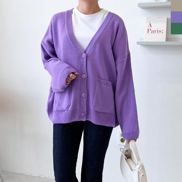 오버핏 자켓 오픈 니트 여자 카디건 기본 기본가디건