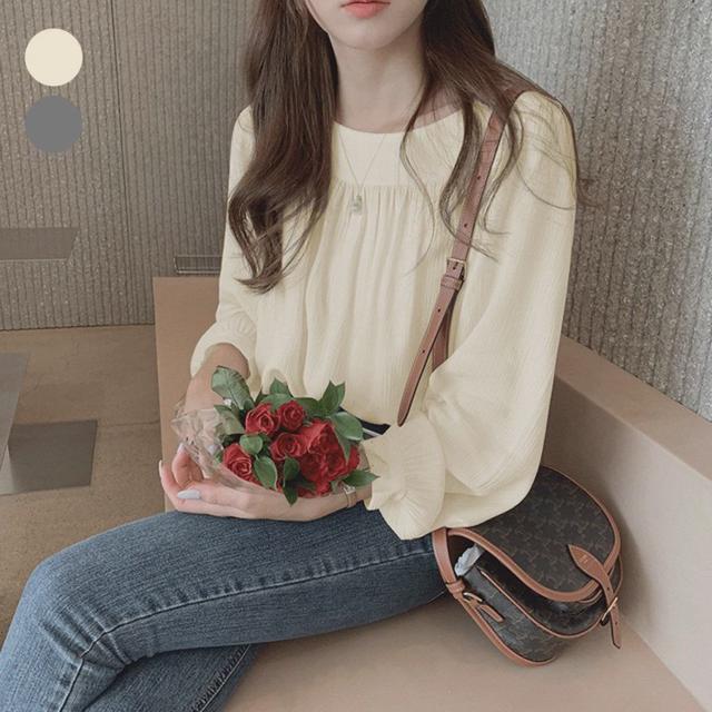 여성 셔링 루즈핏 봄 가을 여자 블라우스 데일리룩