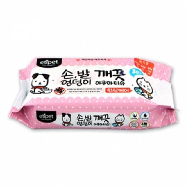 에티펫 애견 물티슈 손발엉덩이 아쿠아 티슈 20매2p