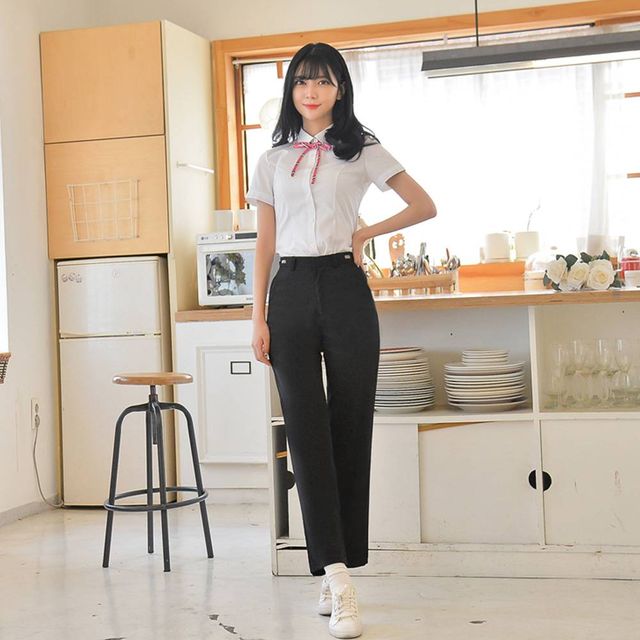 TBZ 교복몰 (허리조절 하복)스판 블랙 교복바지 교복