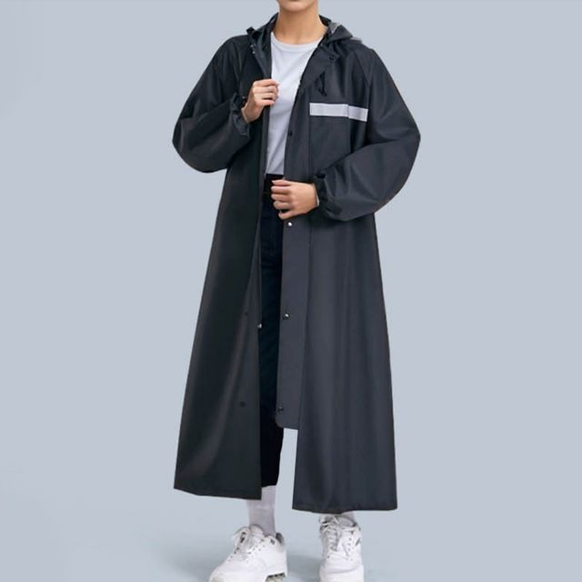 남녀공용 블랙 야간 안전 반사 방풍 우비 레인코트