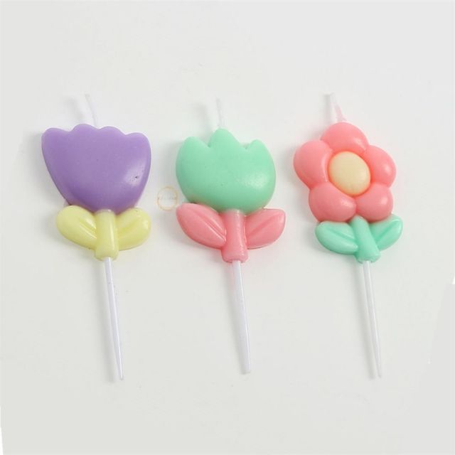 꽃모양 생일초 3p 3세트 예쁜케익초 파티초 생일캔들