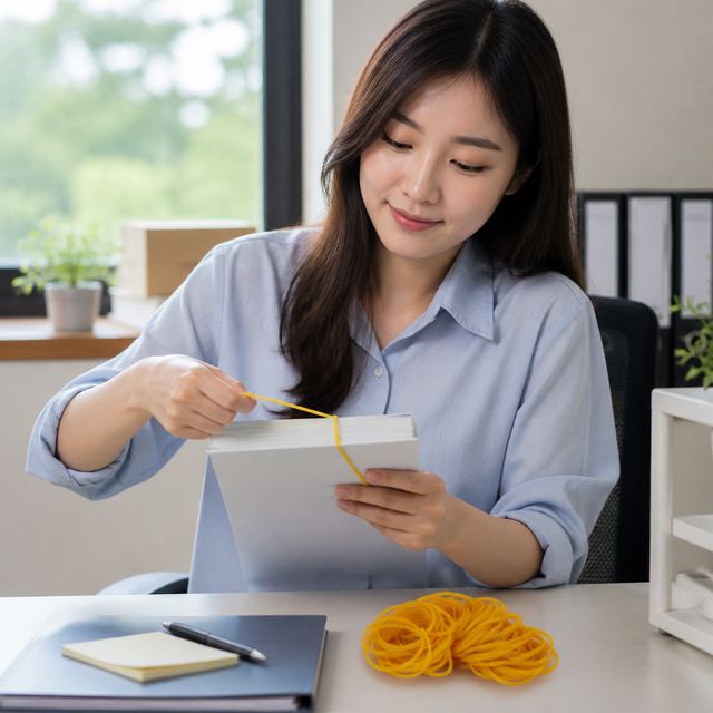 사무용 고무줄 노란 밴드 묶음 학용품 문구 묶음용 고무밴드
