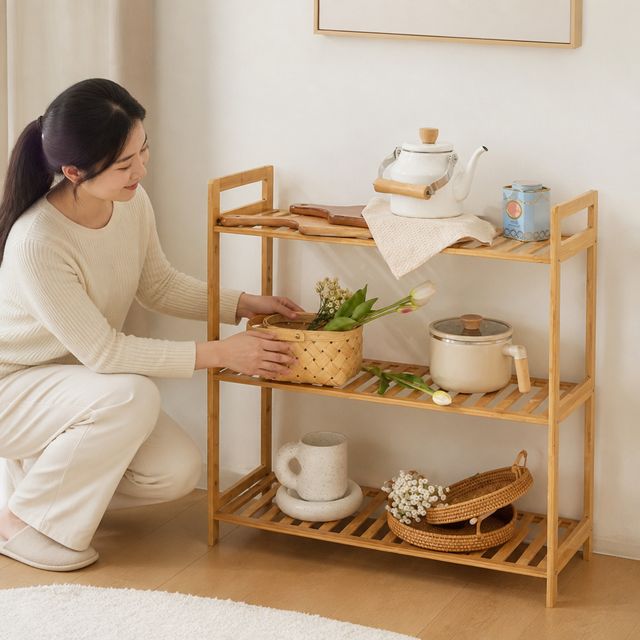 원목 선반 진열대 조립식 수납장 거실 서재 인테리어 우드 정리대