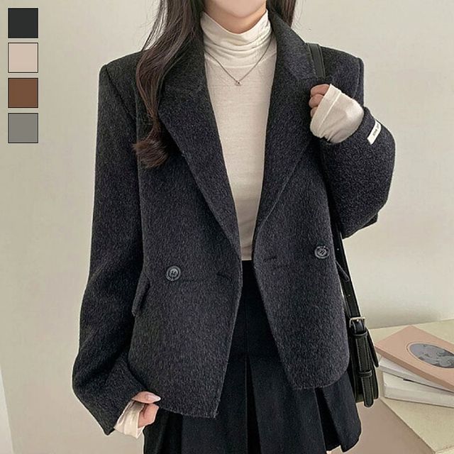여성 더블카라 겨울 모직 숏 코트 자켓 클래식 4색