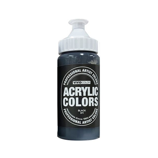 종이나라 비비드 아크릴물감 220ml 흑색 - 전문가용 대용량 물감