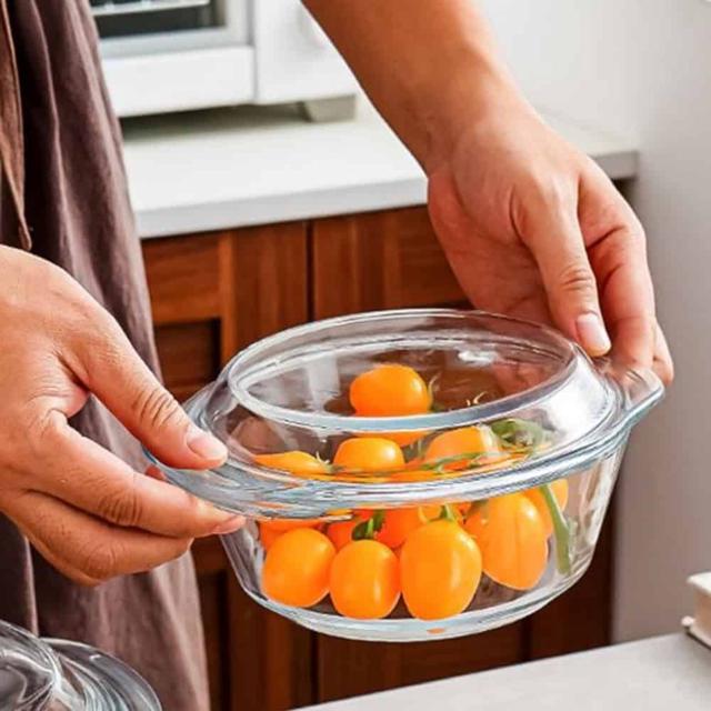 원형 전자레인지 유리 용기 1000ml 냉동밥 찜기 오븐글라스