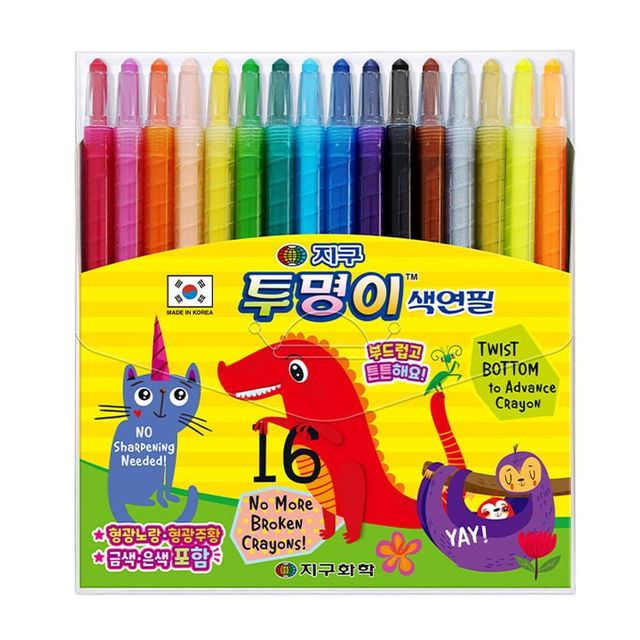 지구화학 색연필 투명이 준비물 샤프식 신학기 16색