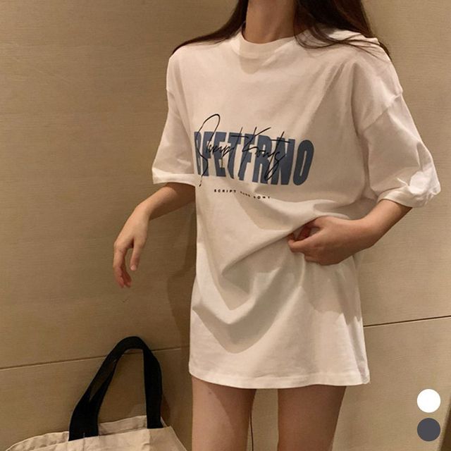 오버핏티셔츠 영문레터링 오버핏 반팔 티셔츠
