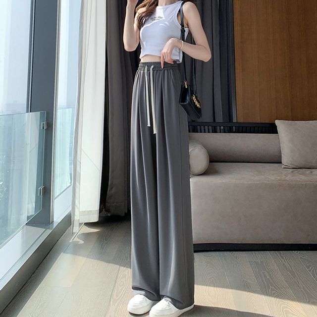 여성 데일리 활동 허리밴딩 와이드 팬츠