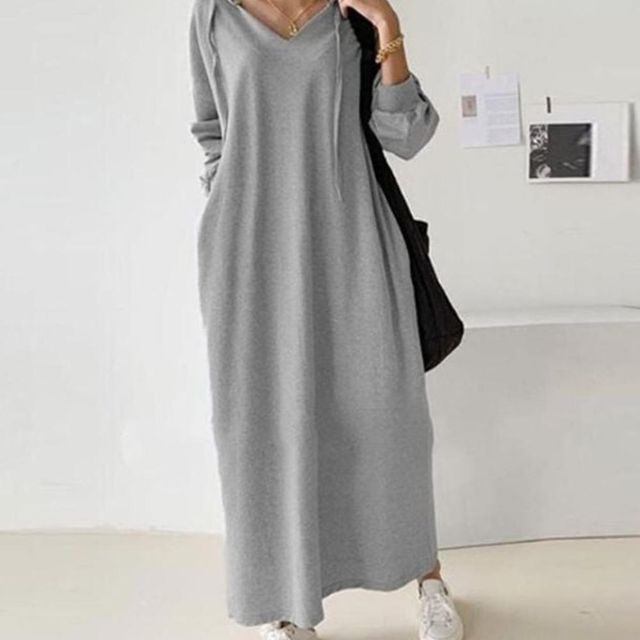 데일리 부드러운 포켓 롱한 기장 원피스 실용적 데일리원피스