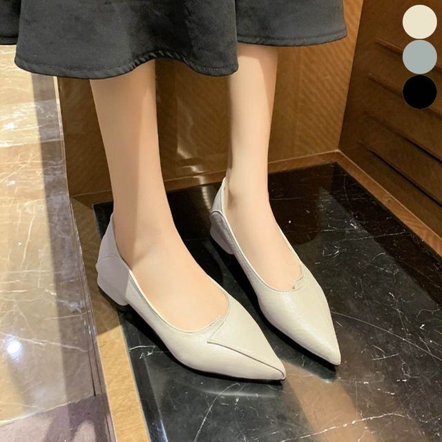 3cm 낮은굽 겸 여자 플랫슈즈 블로퍼 코 뾰족