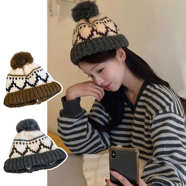 모자 비니 굵은짜임 빈티지 방울비니 데일리 기본